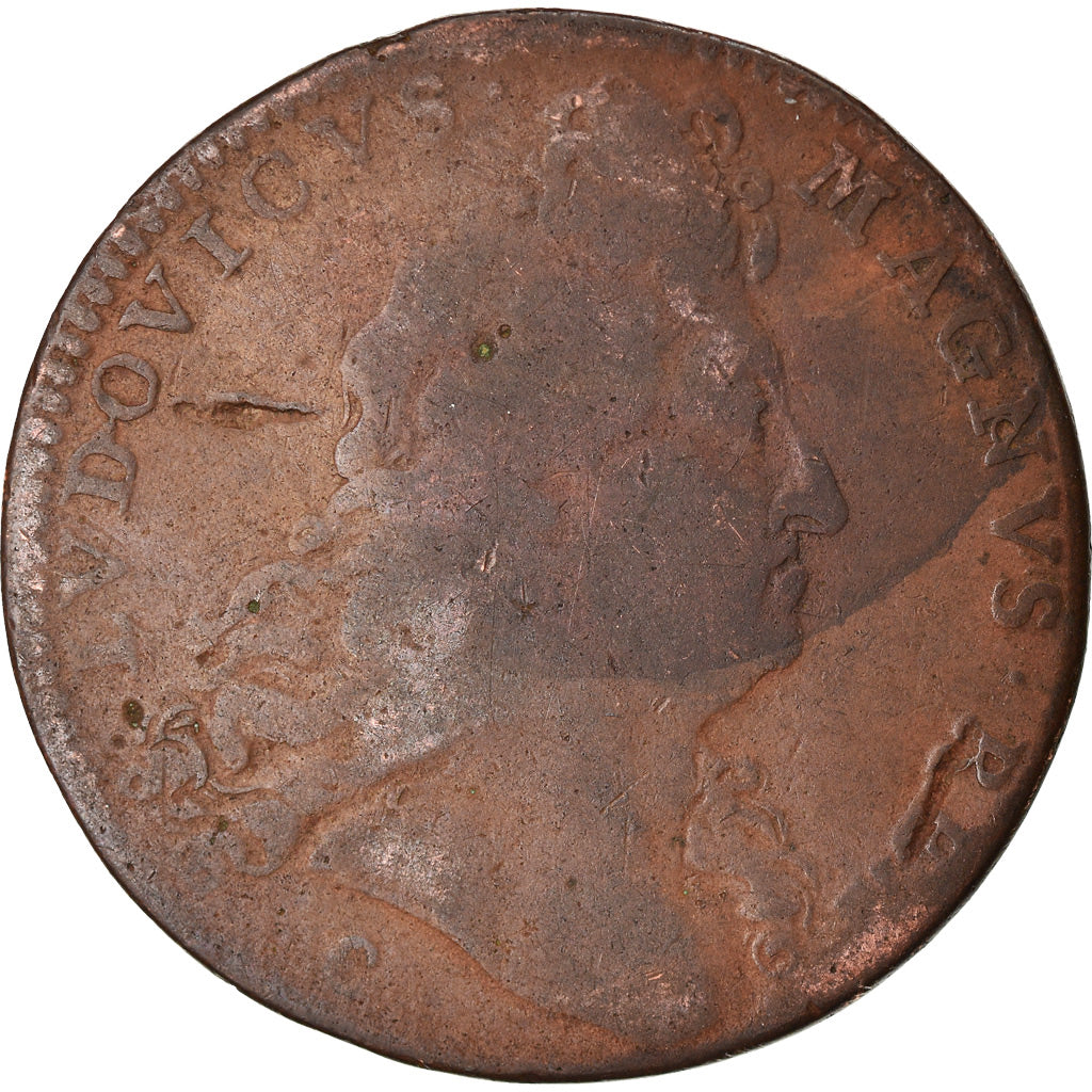 França, Token, Luís XIV, Artillerie, 1696, VF(30-35), Cobre, Feuardent:1004