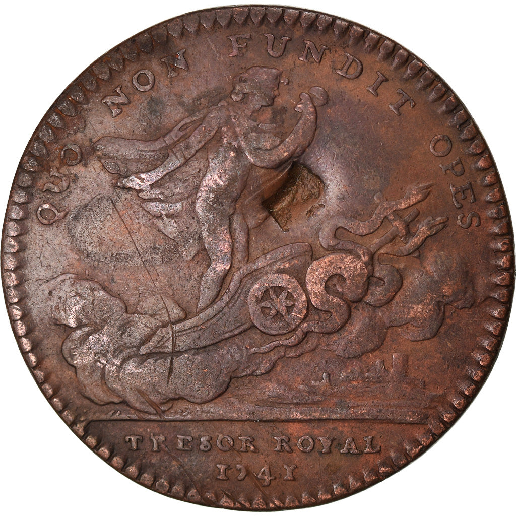 Francia, Token, Louis XV, Trésor Royal, Chambre du Trésor, 1741, BC+, Cobre