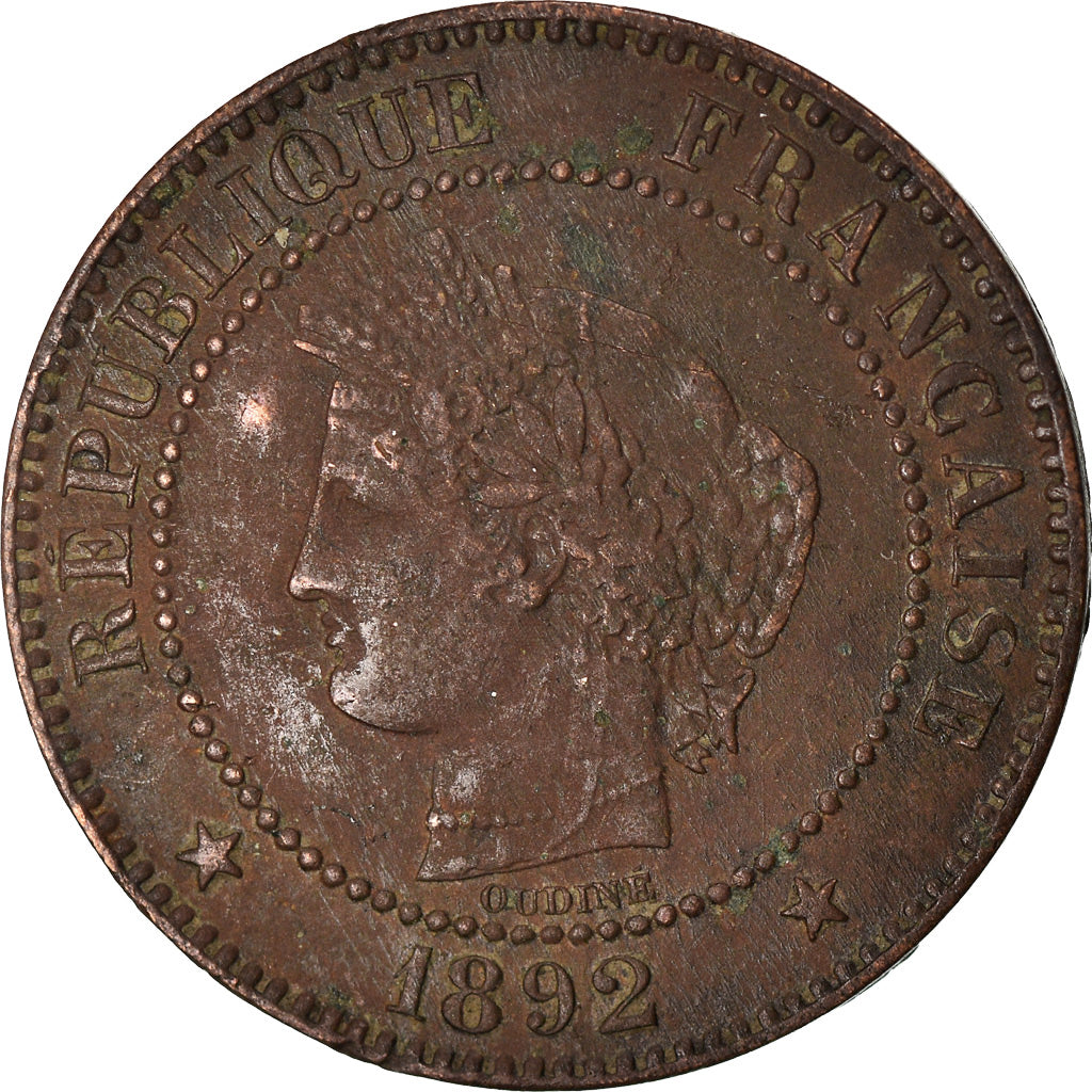 Coin, France, Cérès, 2 Centimes, 1892, Paris, VF(30-35), Bronze, KM:827.1