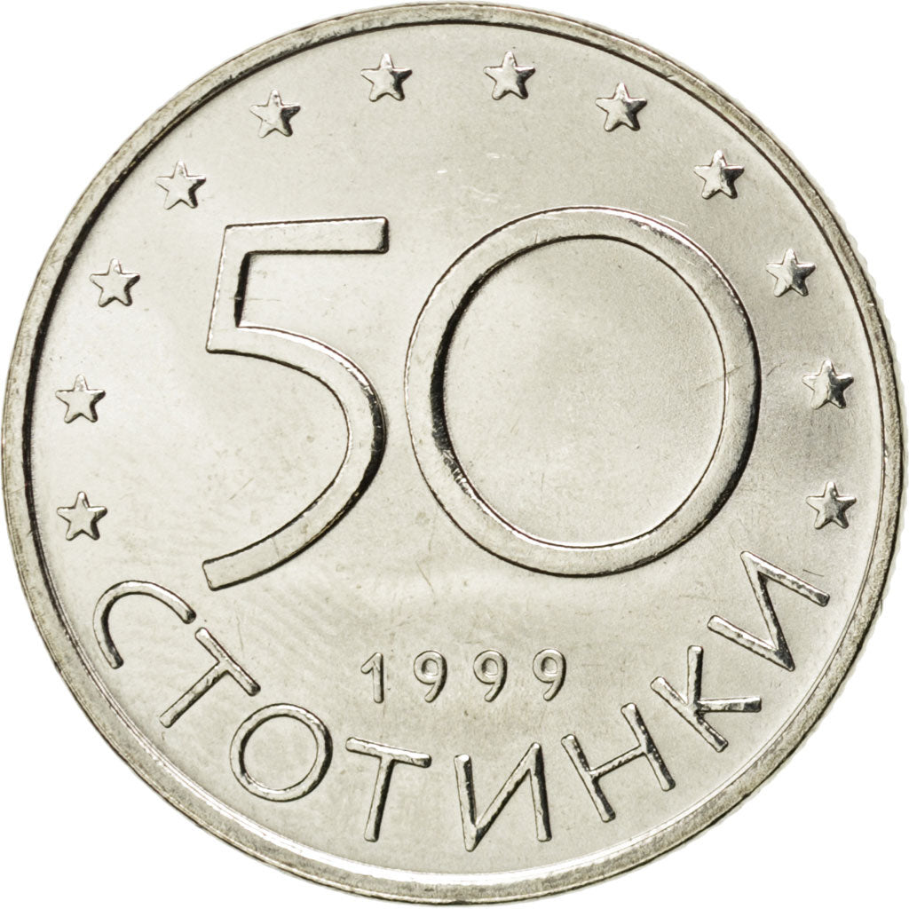 BULGARIA, 50 Stotinki, 1999, KM #242, MS(63), Copper-Nickel-Zinc, 22.5, 4.90