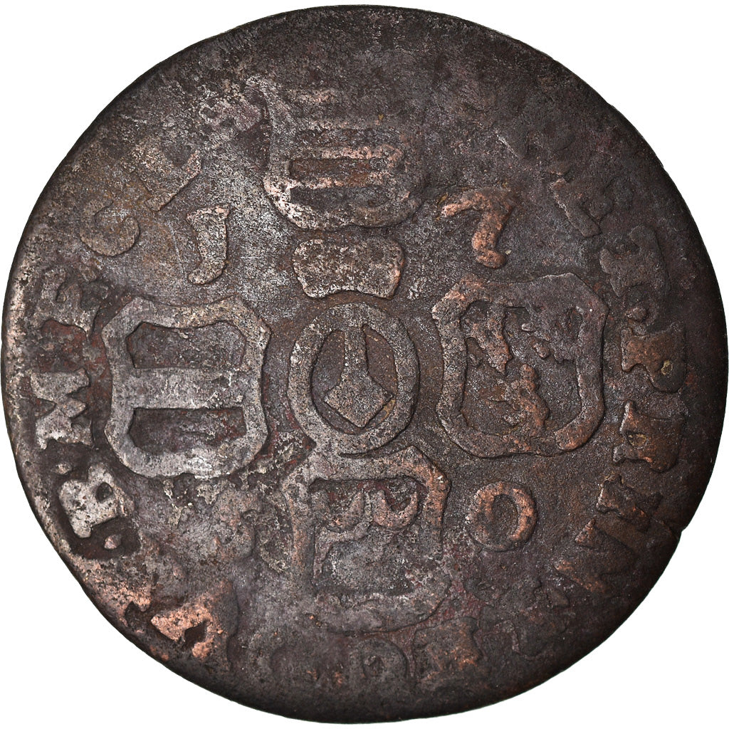 Moneda, LIEJA, John Theodore, Liard, 1750, Liege, BC+, Cobre, KM:155