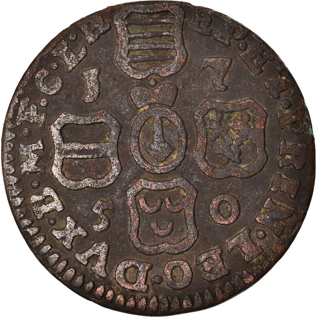 Münze, LIEGE, John Theodore, Liard, 1750, Liege, S+, Kupfer, KM:155