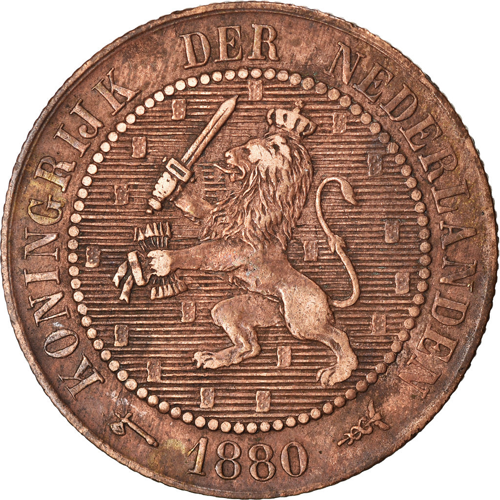 Moneta, Paesi Bassi, William III, 2-1/2 Cent, 1880, Utrecht, BB, Bronzo