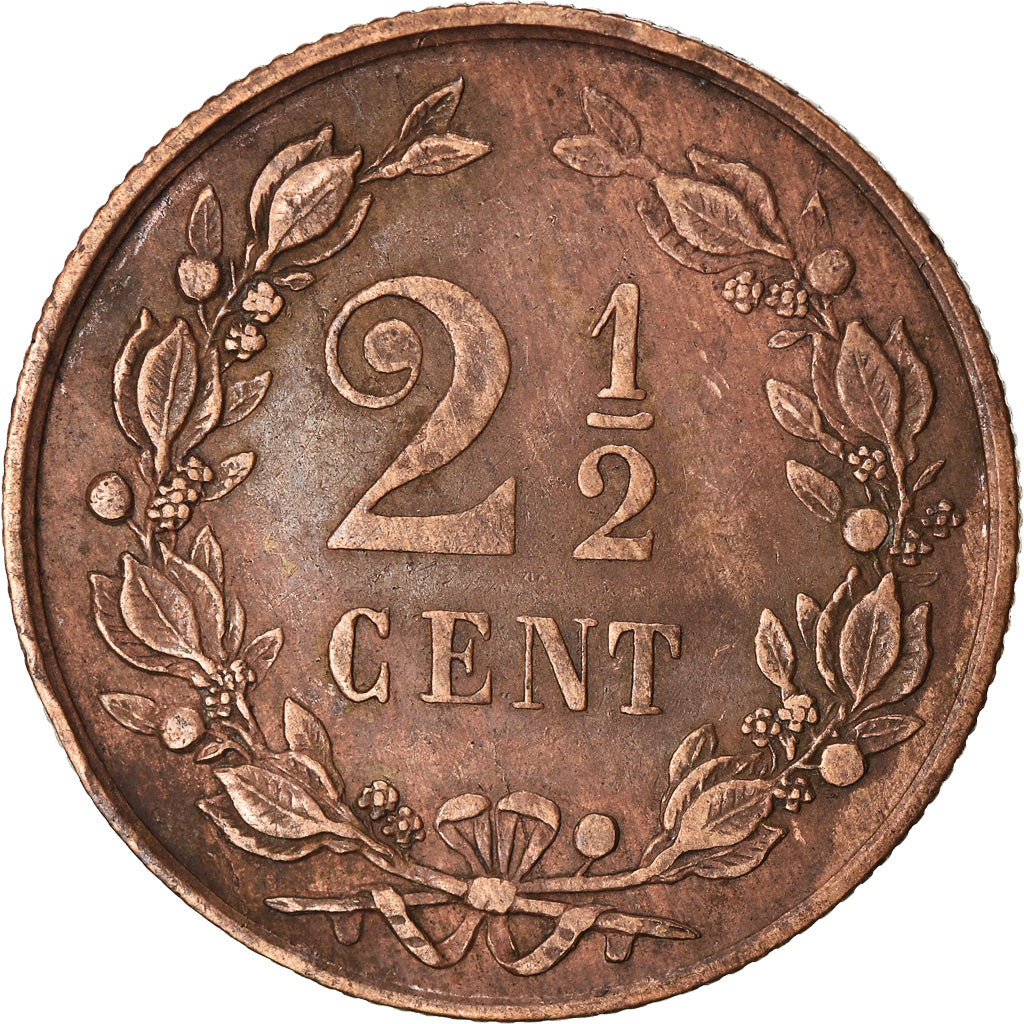 Moneta, Paesi Bassi, William III, 2-1/2 Cent, 1880, Utrecht, BB, Bronzo