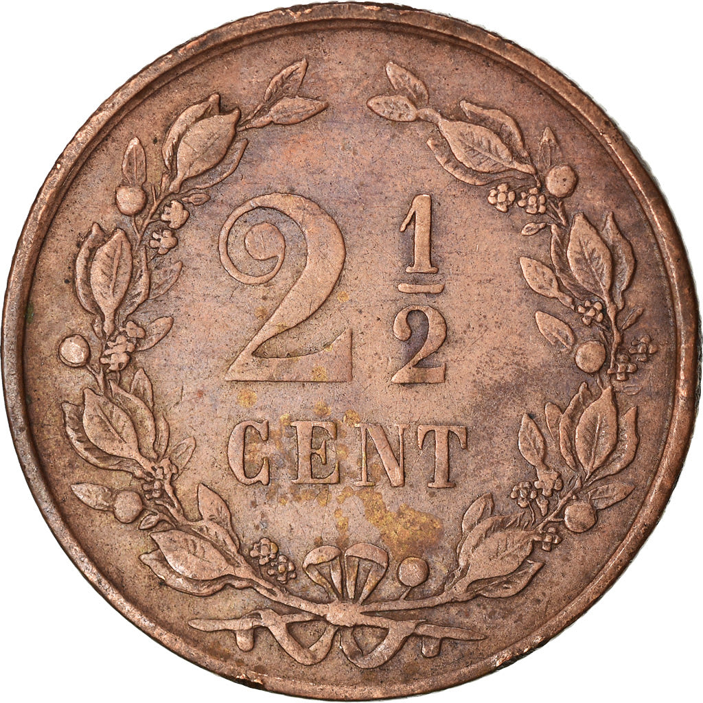Coin, Netherlands, William III, 2-1/2 Cent, 1886, Utrecht, EF(40-45), Bronze