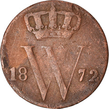 Moneda, Países Bajos, William III, 1/2 Cent, 1872, BC+, Cobre, KM:90