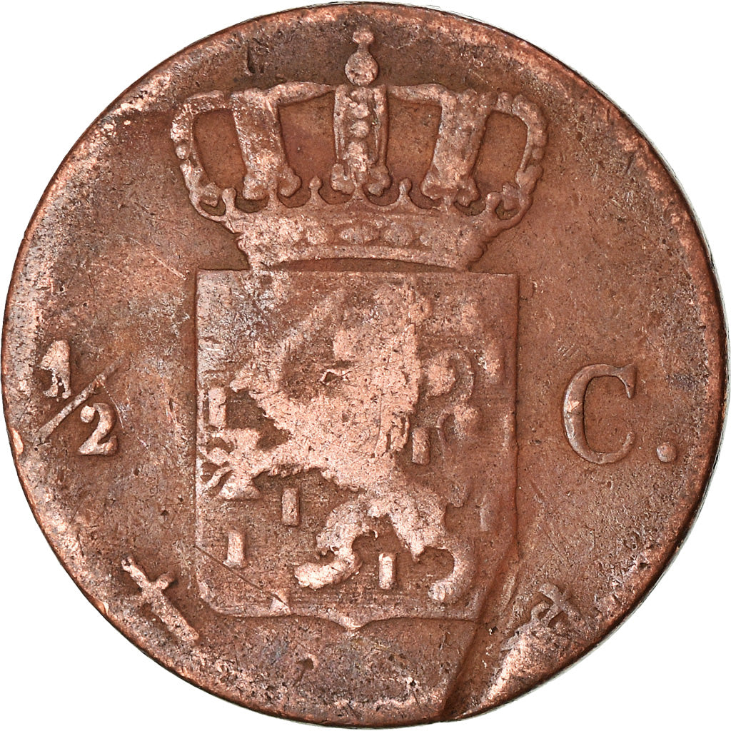 Moneda, Países Bajos, William III, 1/2 Cent, 1872, BC+, Cobre, KM:90