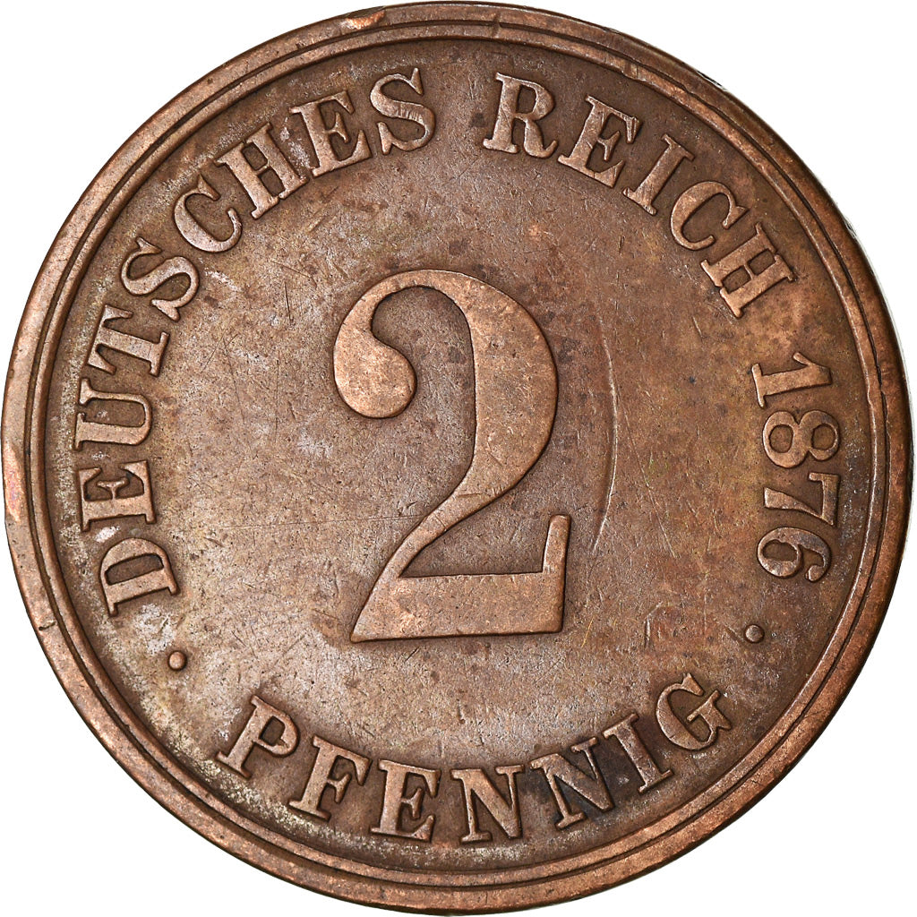 Munten, DUITSLAND - KEIZERRIJK, Wilhelm I, 2 Pfennig, 1876, Munich, ZF, Koper