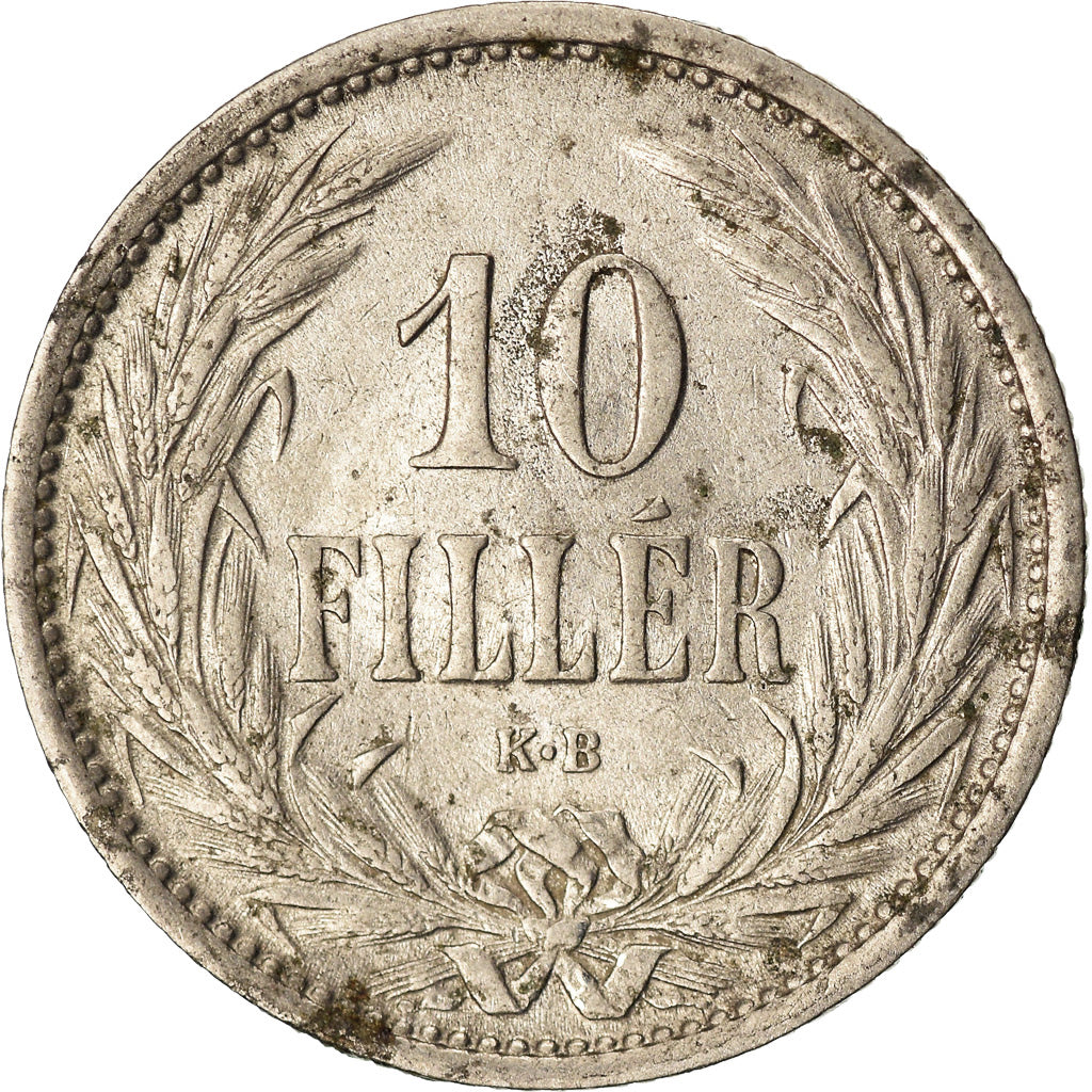 Moneda, Hungría, Franz Joseph I, 10 Filler, 1909, Kormoczbanya, BC+, Níquel