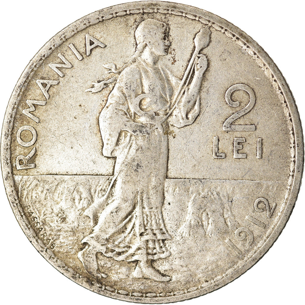 Munten, Roemenië, Carol I, 2 Lei, 1912, FR, Zilver, KM:43