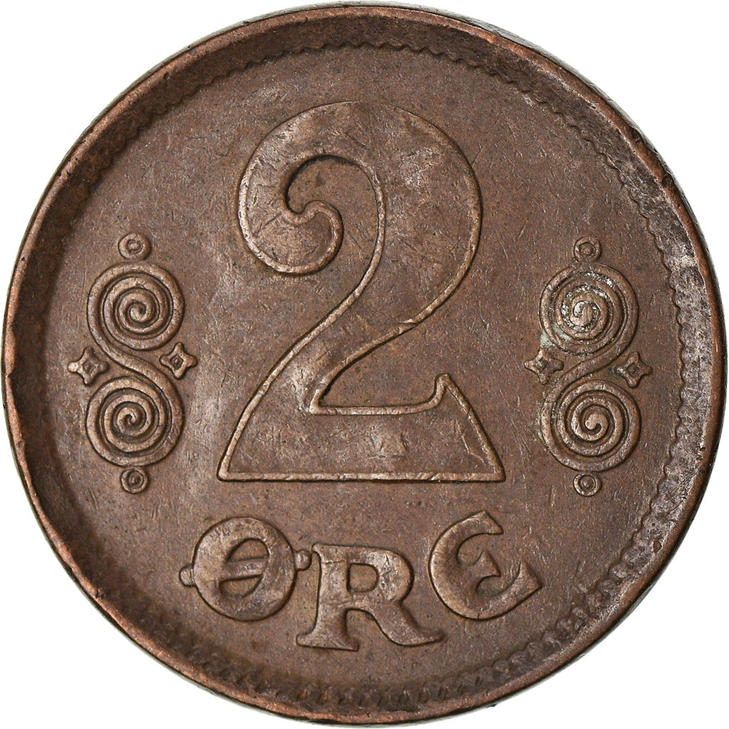 Munten, Denemarken, Christian X, 2 Öre, 1921, Copenhagen, ZF, Bronze, KM:813.2