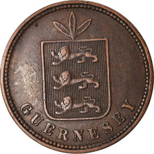 Coin, Guernsey, 4 Doubles, 1864, Heaton, Birmingham, EF(40-45), Bronze, KM:5