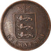 Coin, Guernsey, 4 Doubles, 1864, Heaton, Birmingham, EF(40-45), Bronze, KM:5