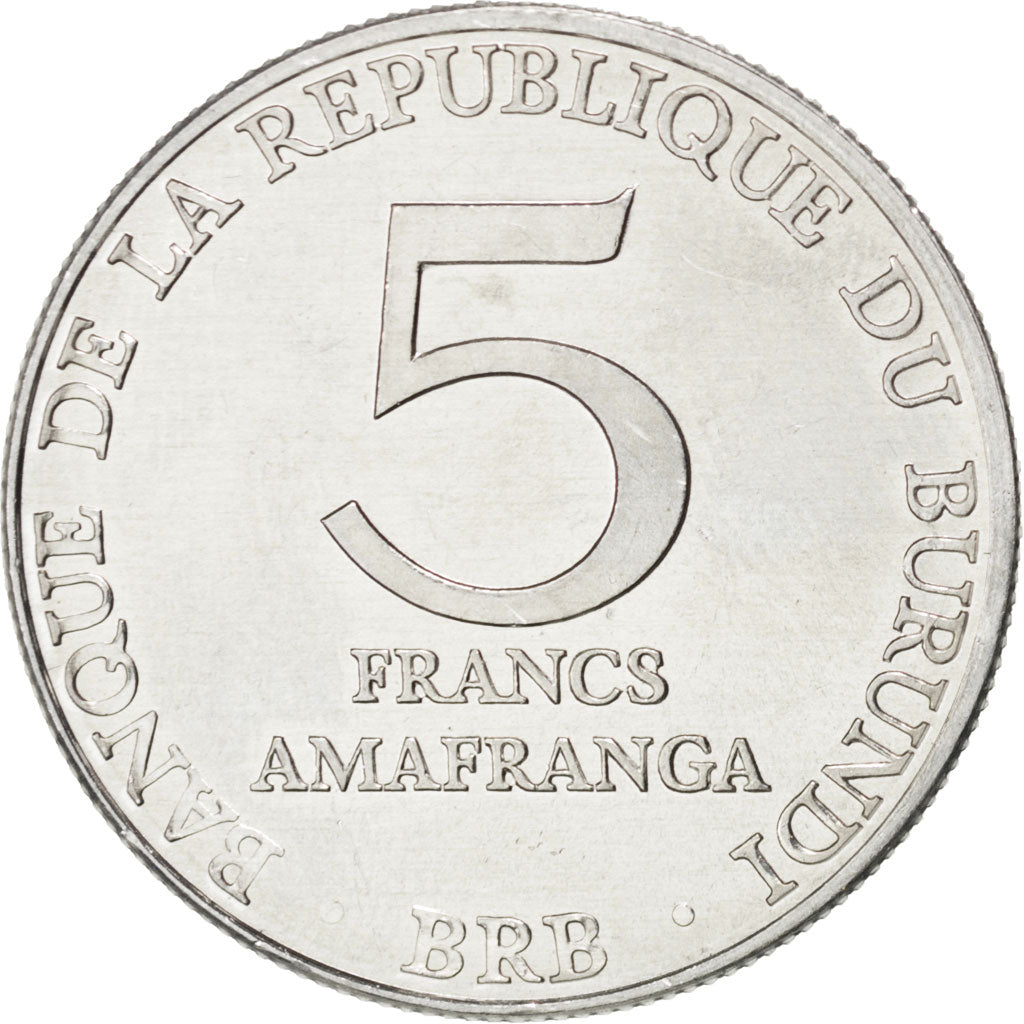 BURUNDI, 5 Francs, 1980, KM #20, MS(63), Aluminum, 25, 2.12