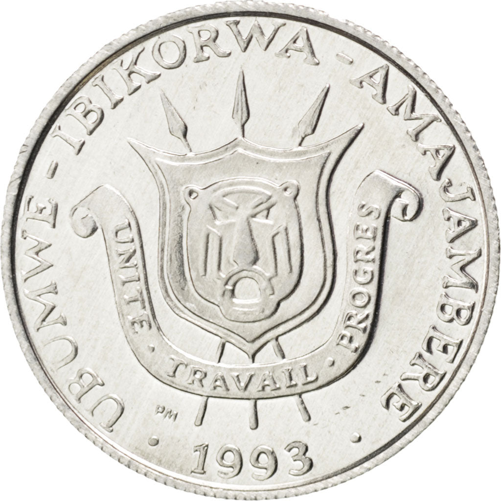 BURUNDI, Franc, 1993, KM #19, MS(63), Aluminum, 18.91, 0.84