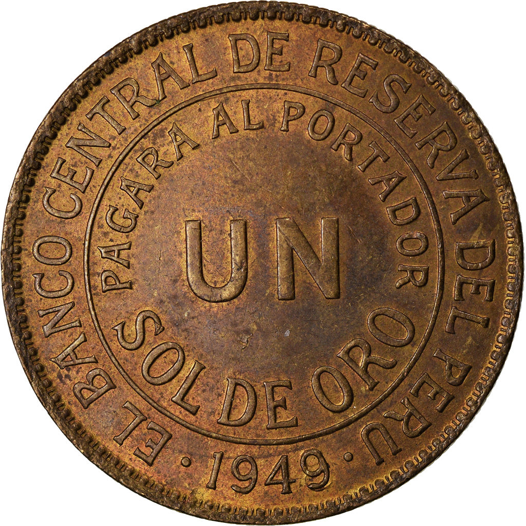 Moneta, Perù, Sol, 1949/8, Lima, BB+, Ottone, KM:222