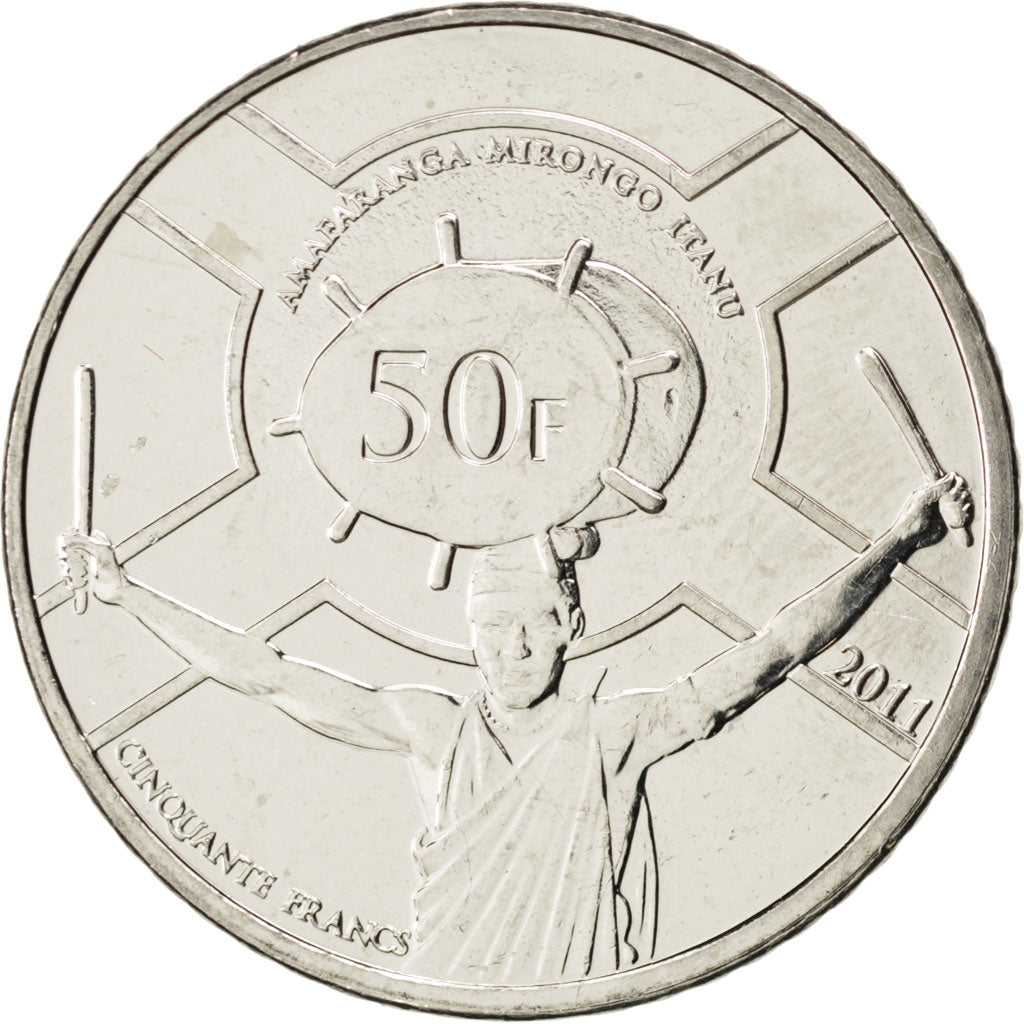 BURUNDI, 50 Francs, 2011, KM #22, MS(63), Nickel Plated Steel, 7.37