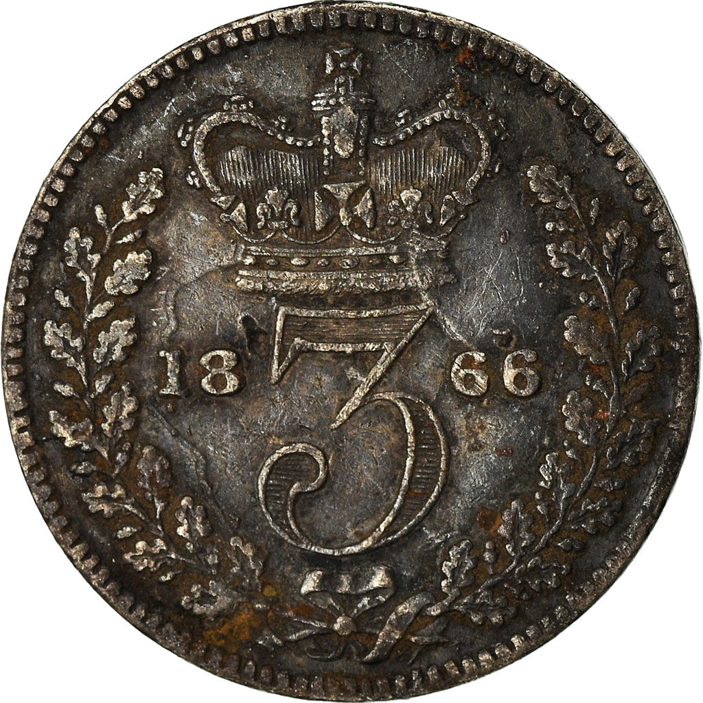 Monnaie, Grande-Bretagne, Victoria, 3 Pence, 1866, TB+, Argent, KM:730