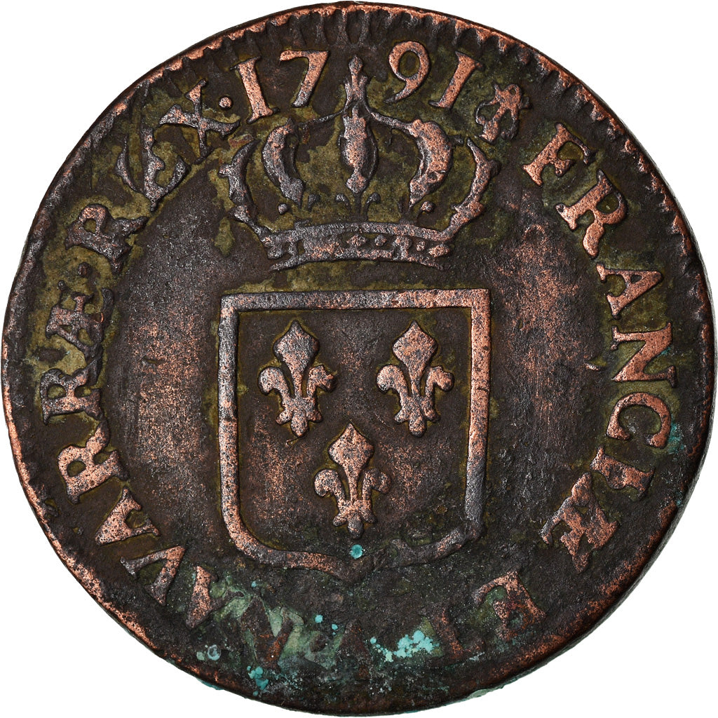 Moneta, Francja, Louis XVI, Sol à l'Ecu, 1791, Paris, VF(20-25), Miedź