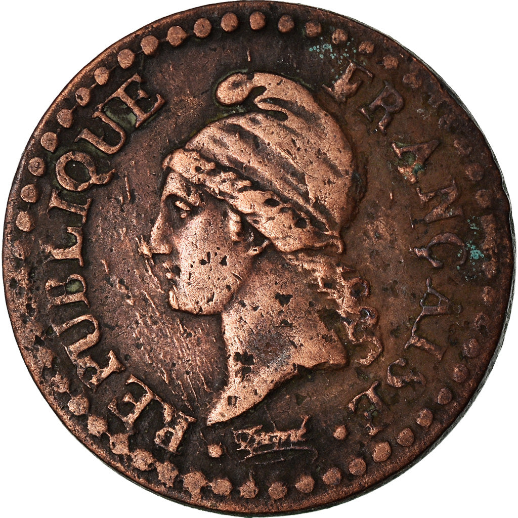 Moeda, França, Dupré, Centime, AN 7, Paris, EF(40-45), Bronze, KM:646