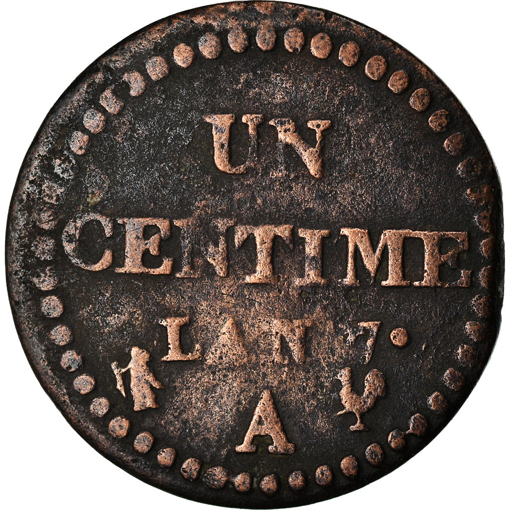 Coin, France, Dupré, Centime, AN 7, Paris, VF(30-35), Bronze, KM:646