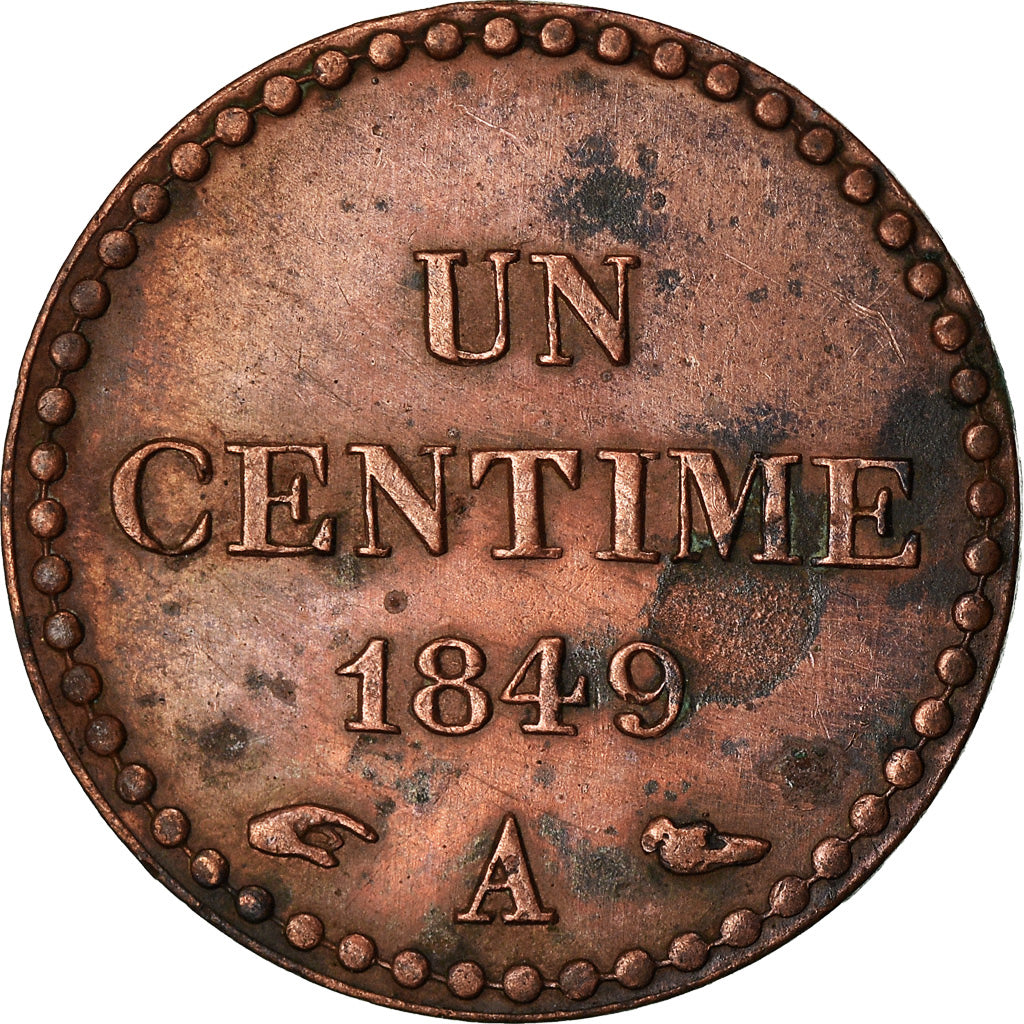 Moeda, França, Dupré, Centime, 1849, Paris, AU(50-53), Bronze, KM:754