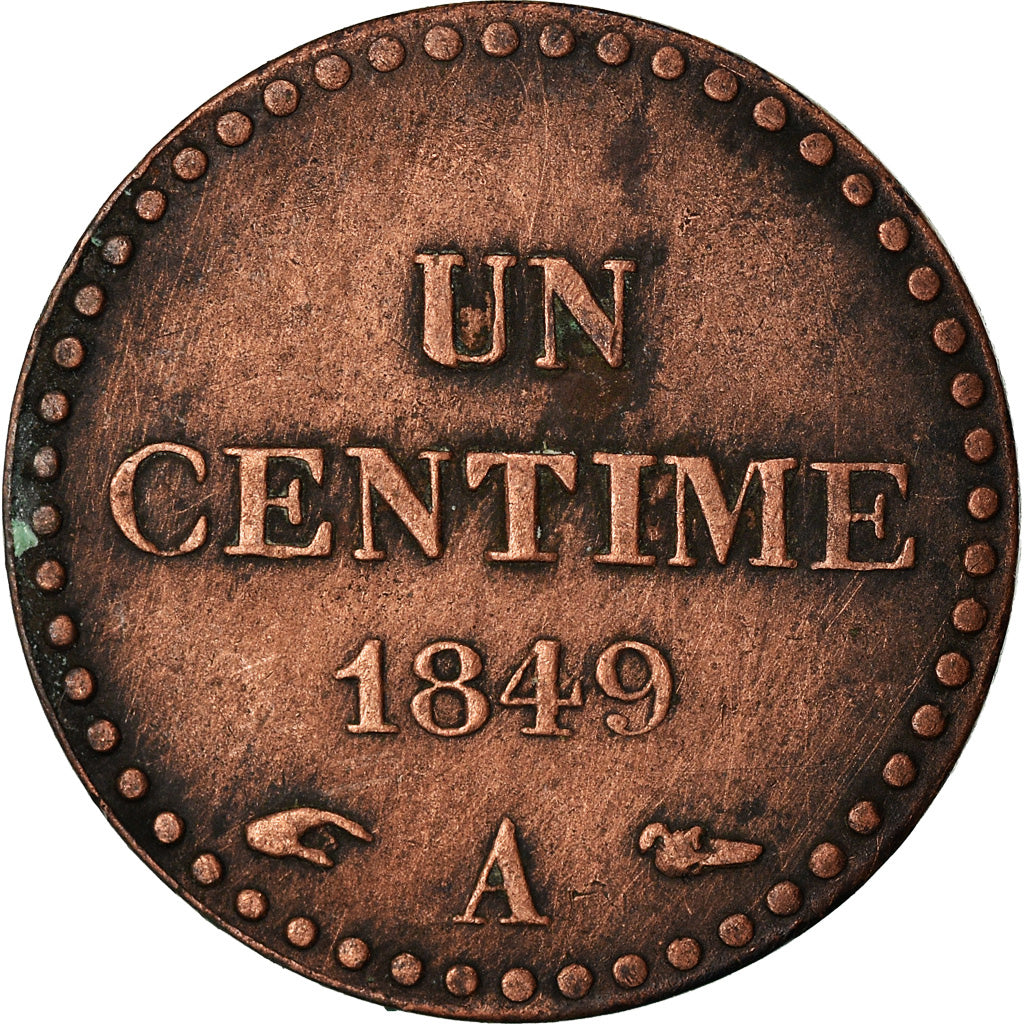 Munten, Frankrijk, Dupré, Centime, 1849, Paris, ZF, Bronze, KM:754, Gadoury:84