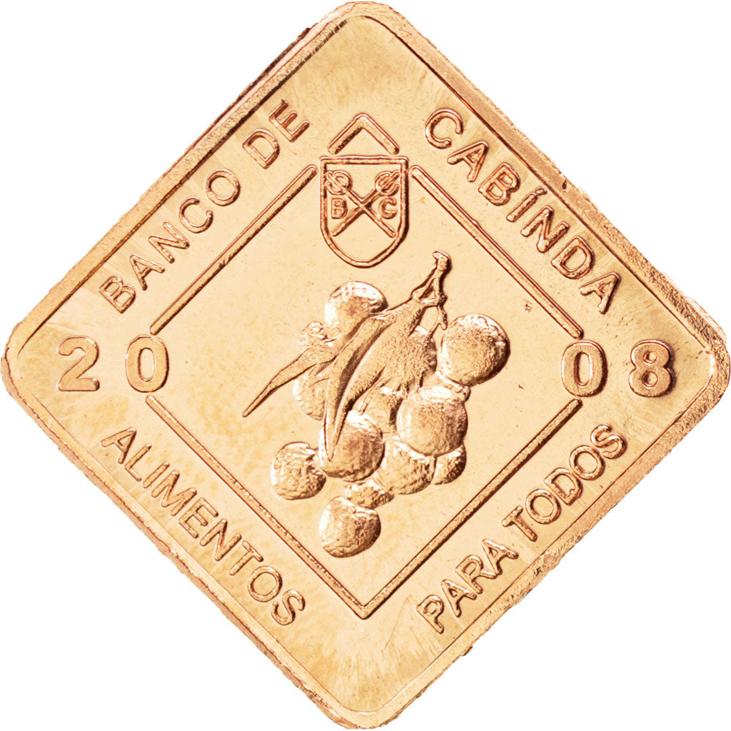 CABINDA, 2 Centavos, 2008, KM #15, MS(63), Copper Plated Steel, 20.08 x 20.08,..