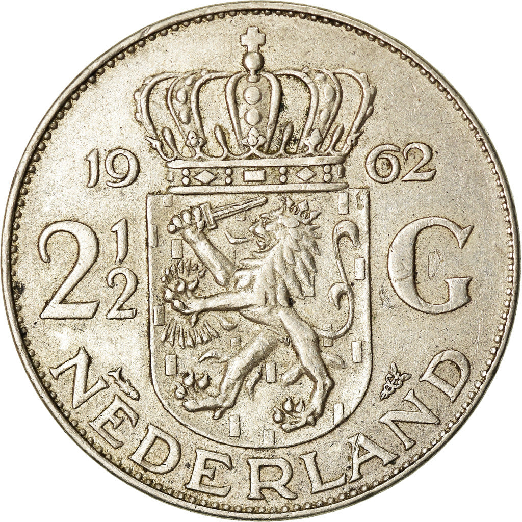 Moneta, Paesi Bassi, Juliana, 2-1/2 Gulden, 1962, BB, Argento, KM:185