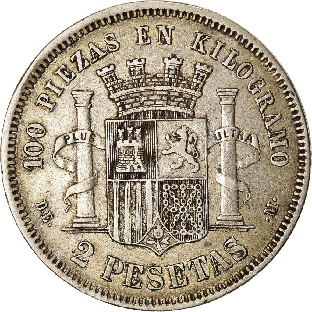 Monnaie, Espagne, Provisional Government, 2 Pesetas, 1870 (75), Madrid, TTB