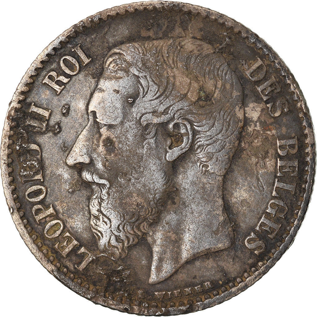 Münze, Belgien, Leopold II, Franc, 1866, S+, Silber, KM:28.1