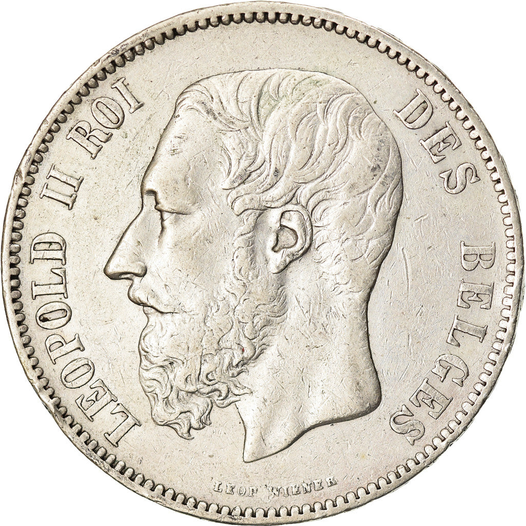 Moneta, Belgio, Leopold II, 5 Francs, 5 Frank, 1873, BB, Argento, KM:24