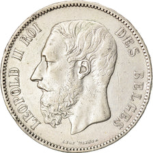 Moneta, Belgio, Leopold II, 5 Francs, 5 Frank, 1873, BB, Argento, KM:24
