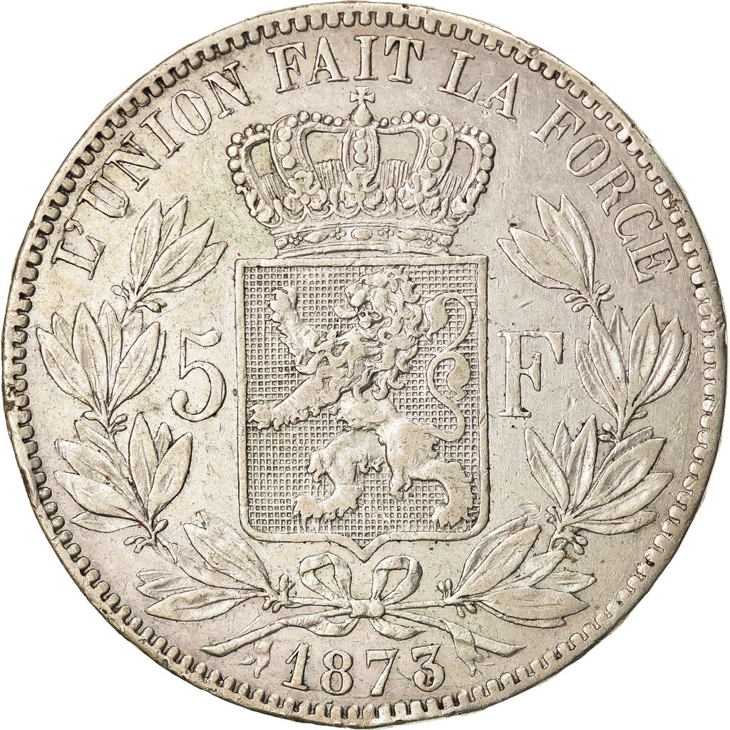 Moneta, Belgio, Leopold II, 5 Francs, 5 Frank, 1873, BB, Argento, KM:24