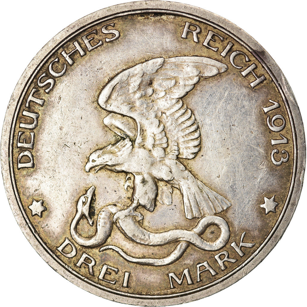 Moneta, Stati tedeschi, PRUSSIA, Wilhelm II, 3 Mark, 1913, Berlin, BB, Argento