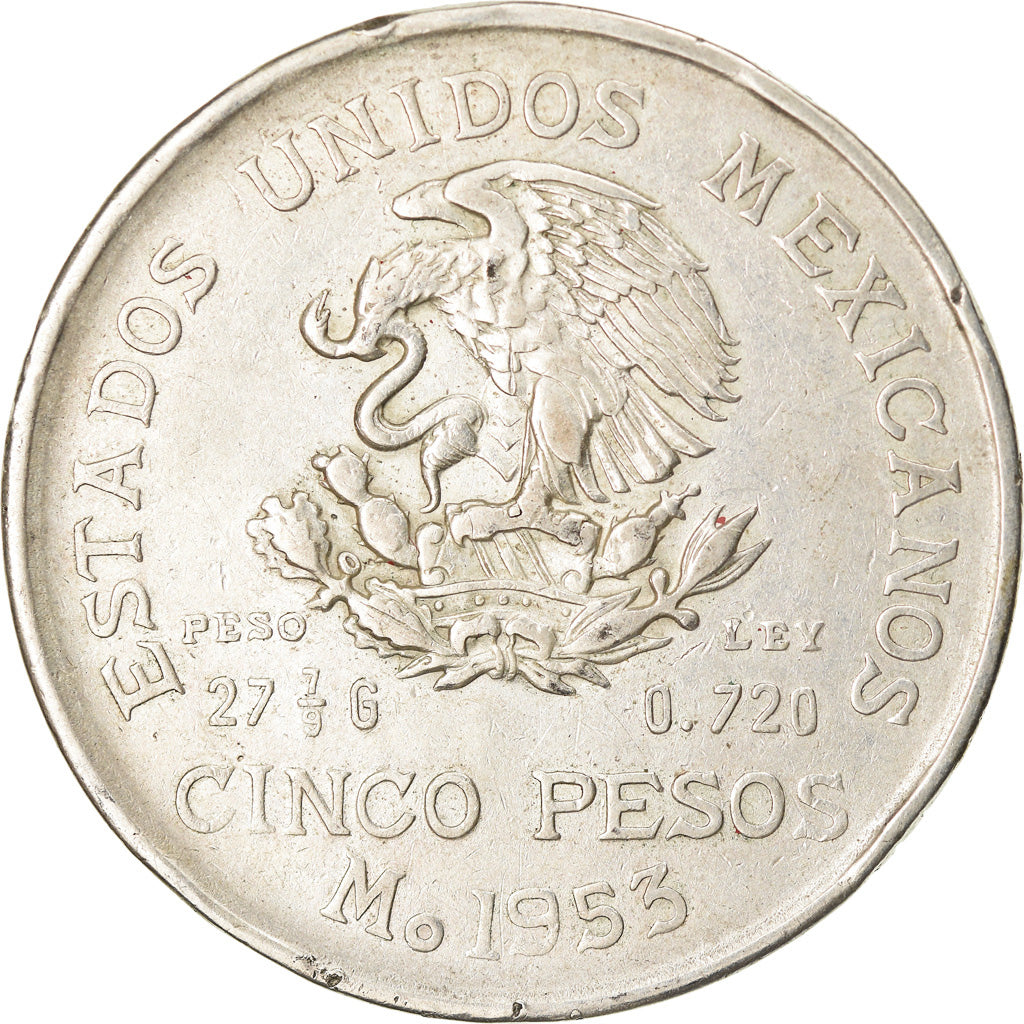 Münze, Mexiko, 5 Pesos, 1953, Mexico City, SS, Silber, KM:468