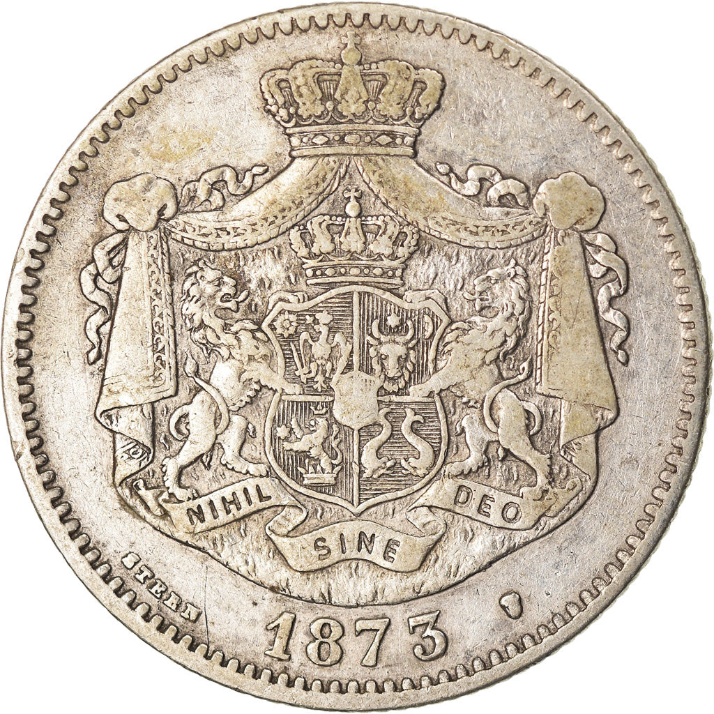 Moneta, Romania, Carol I, 2 Lei, 1873, Brussels, BB, Argento, KM:8