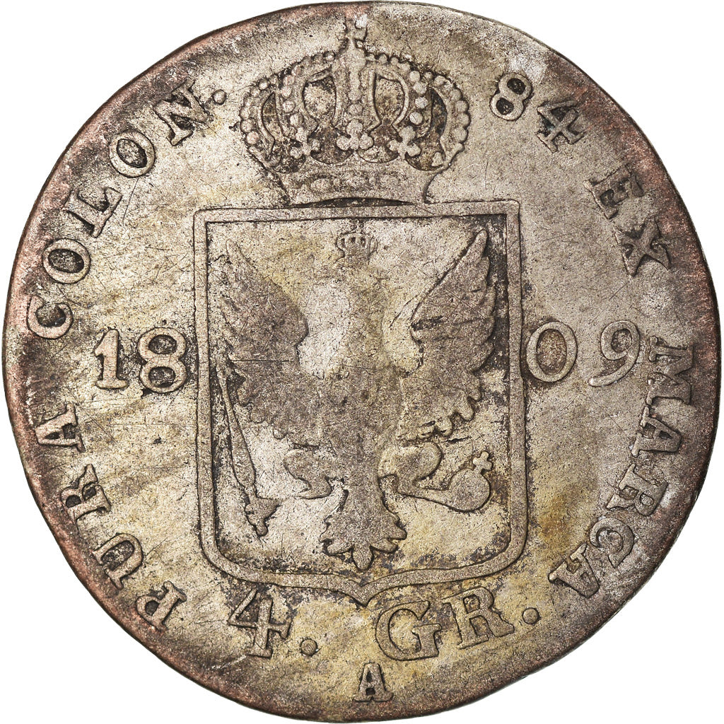 Monnaie, Etats allemands, PRUSSIA, Friedrich Wilhelm III, 4 Groschen, 1809