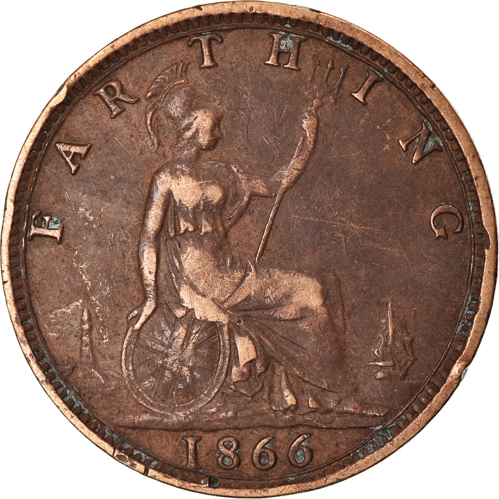 Coin, Great Britain, Victoria, Farthing, 1866, EF(40-45), Bronze, KM:747.2