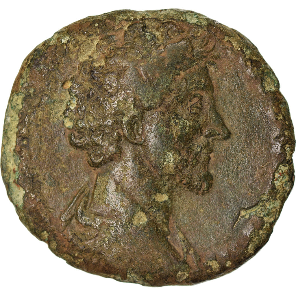 Moneta, Marcus Aurelius, Sesterzio, 155-156, Rome, MB, Bronzo, RIC:1329a