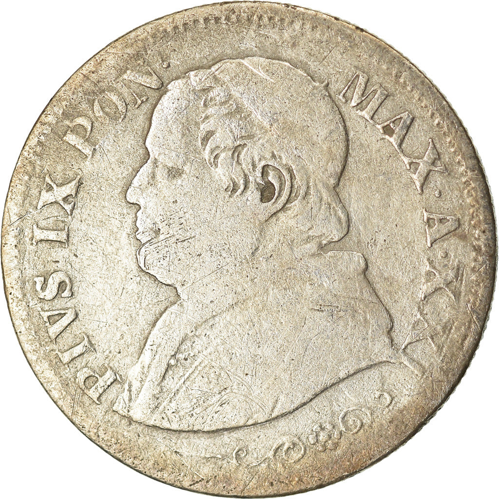 Munten, Italiaanse staten, PAPAL STATES, Pius IX, 10 Soldi, 50 Centesimi, 1866