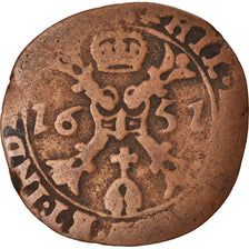 Monnaie, Pays-Bas espagnols, TOURNAI, 1/2 Liard, Gigot, 6 Mites, 1651, B+
