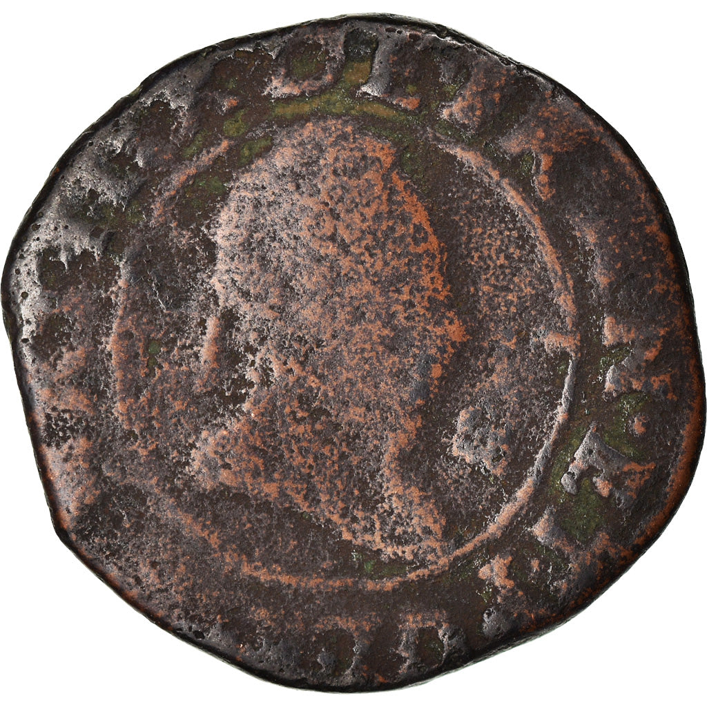 Monnaie, France, Henri III, Double Tournois, 1589, Rouen, B, Cuivre, CGKL:112