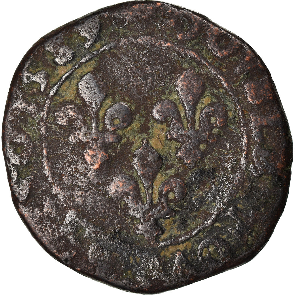Monnaie, France, Henri III, Double Tournois, 1589, Rouen, B, Cuivre, CGKL:112