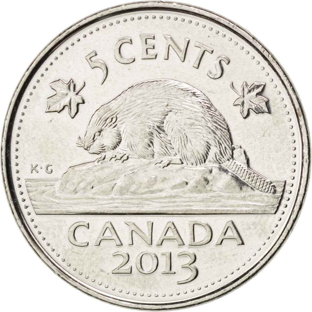 CANADA, 5 Cents, 2013, Royal Canadian Mint, KM #491, MS(63), Nickel Plated...