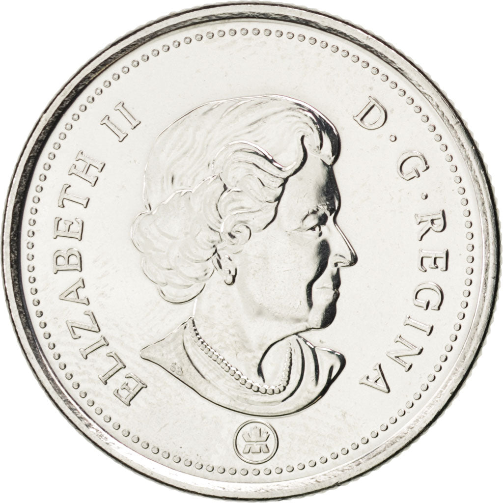 CANADA, 25 Cents, 2013, Royal Canadian Mint, KM #493, MS(63), Nickel Plated...