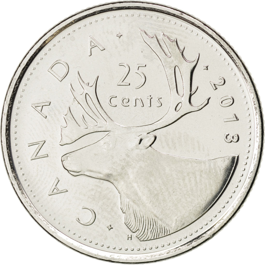 CANADA, 25 Cents, 2013, Royal Canadian Mint, KM #493, MS(63), Nickel Plated...