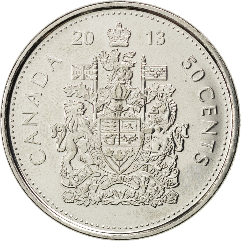 CANADA, 50 Cents, 2013, Royal Canadian Mint, KM #494, MS(63), Nickel Plated...