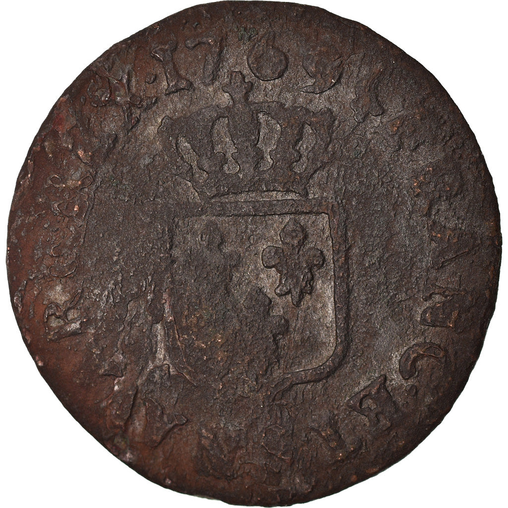 Münze, Frankreich, Louis XV, Liard à la vieille tête, Liard, 1769, Reims