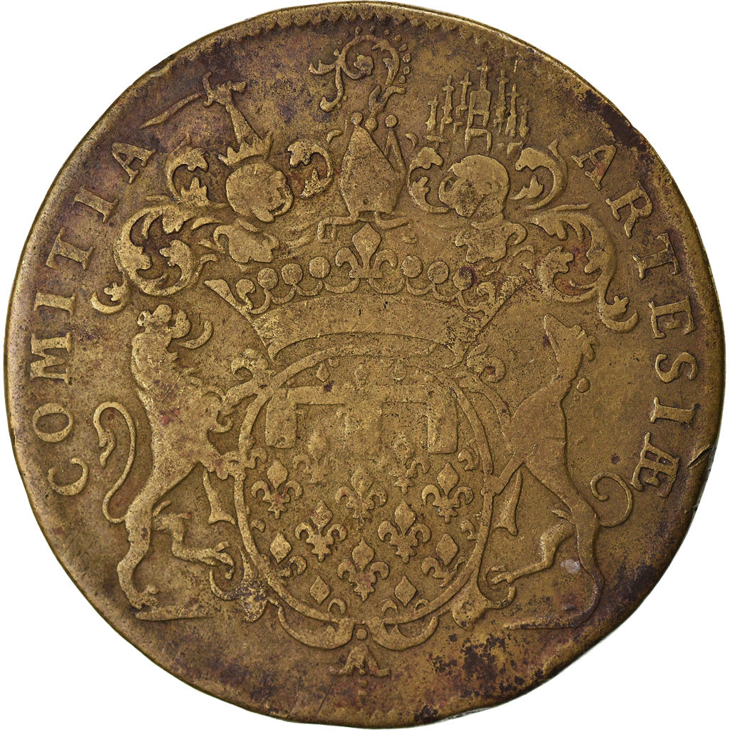 França, Token, Monarquia, Luís XV, États d'Artois, VF(20-25), Latão